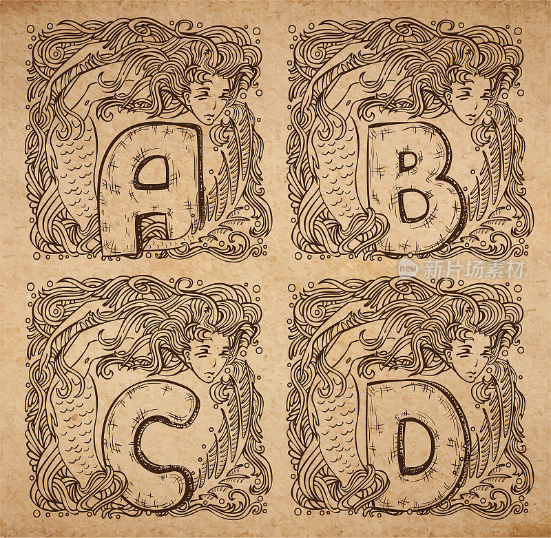 老式航海字母表，ab c d